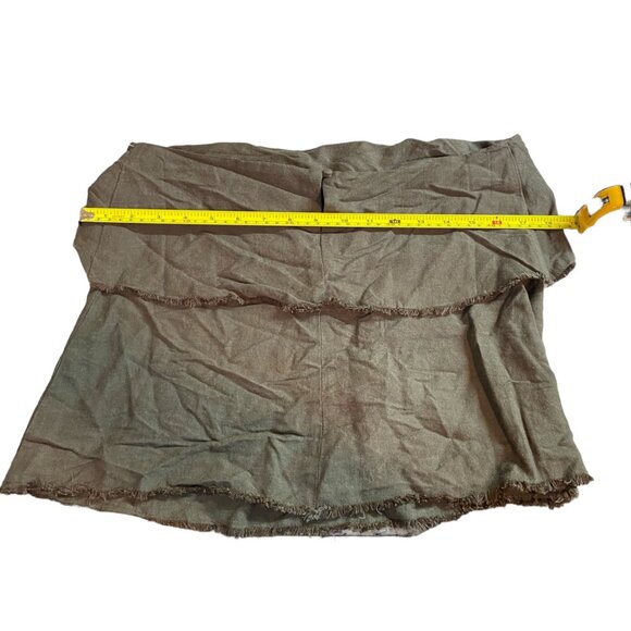 Honey Punch Womens Halter Small Olive Green Strapless Linen Blend Fringe Hippie - Picture 7 of 8